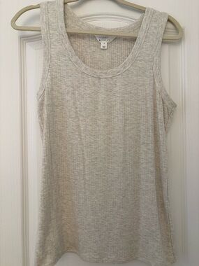 Market & Spruce Light Heather Cream Ribbed Tank